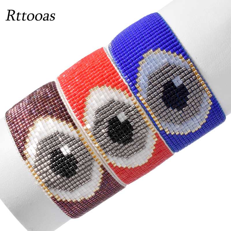 

Rttooas Turkish Evil Eye Bracelet For Women MIYUKI Beads Charm Bracelets 3 Color Bracelet Fashion Jewelry Pulseras Mujer 2020