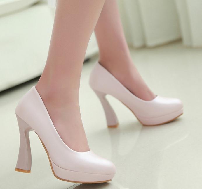 

2019 Women's shoes in Spring and Autumn with New style High heel Coarse heel pointed end @88, White