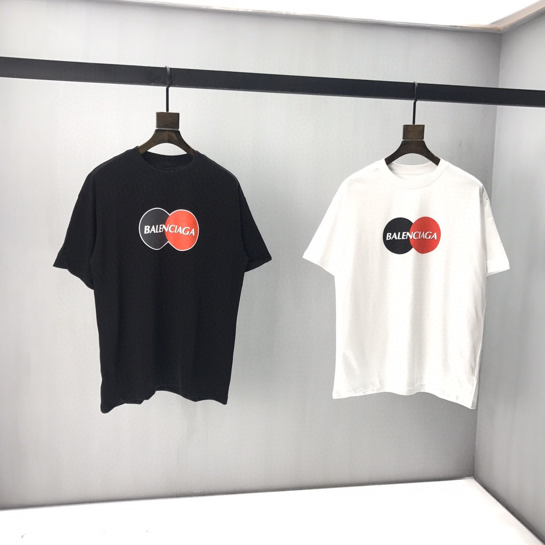 

Early spring 2020 new color block letter logo Short Sleeve Tee double strand fine cotton fabric black and white 011