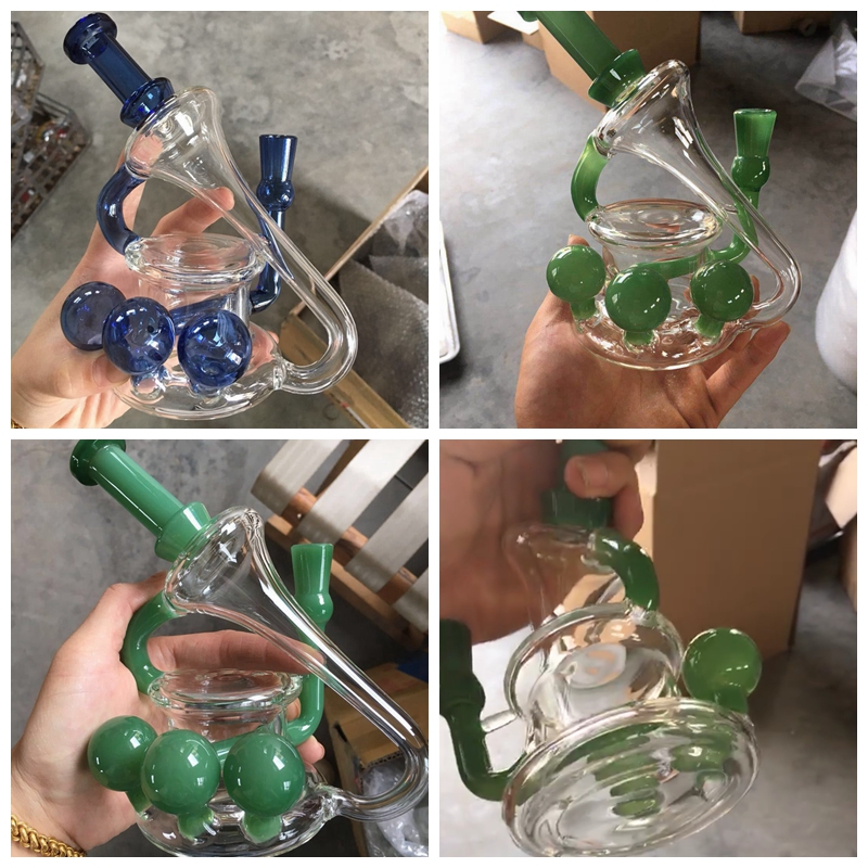 

Glass Water Bongs Recycler Bong Oil Rig Water Pipe Percolator Glass Bong 14MM Joint Thick Hookahs Latest Smoking Accessories LQPYW1258