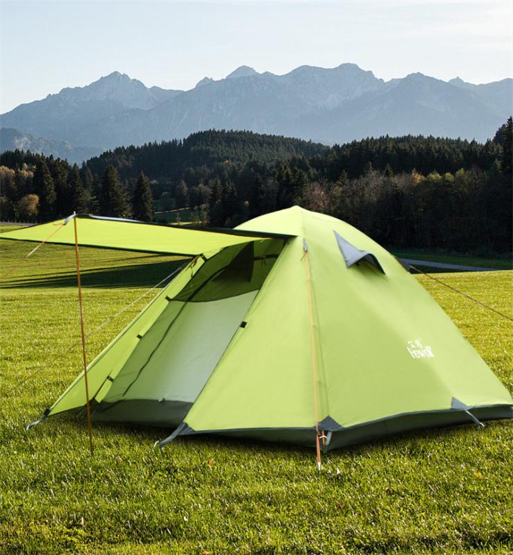 

Professional 3-4 person Family double layer 2 door Aluminum rod tents light weight rainproof camping equipment tent 2.8kg