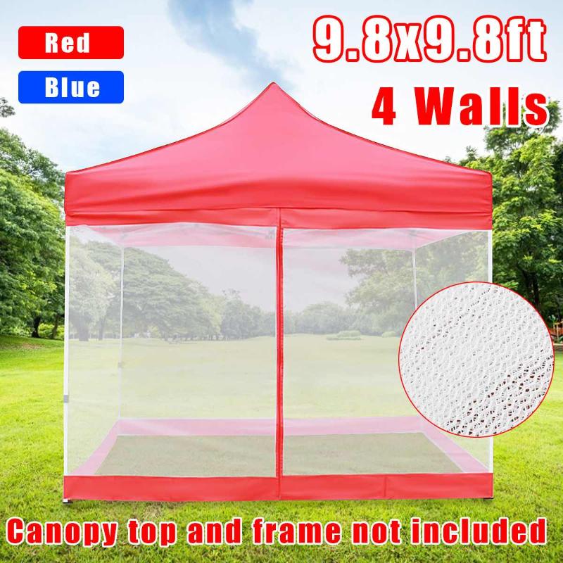 

3x3m Netting Party Tent Side Walls Garden Patio Outdoor Summer Mesh Gazebo Wall Sunshade Shelter Tarp Sidewall With Zipper Open