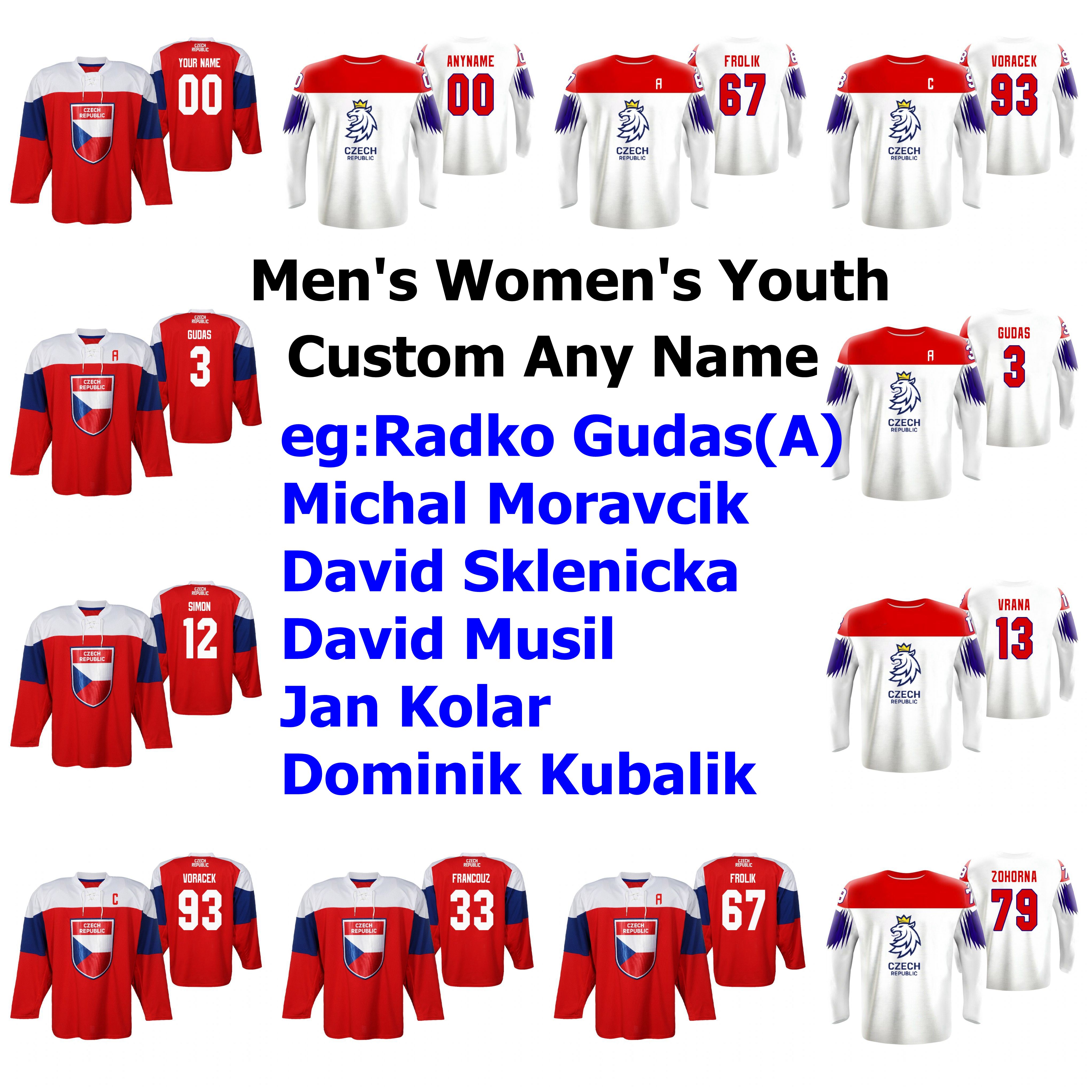 

2019 IIHF World Championship Czech Republic Hockey Jerseys Radko Gudas Jersey Jakub Voracek Michael Frolik Repik Francouz Custom Stitched, Womens red