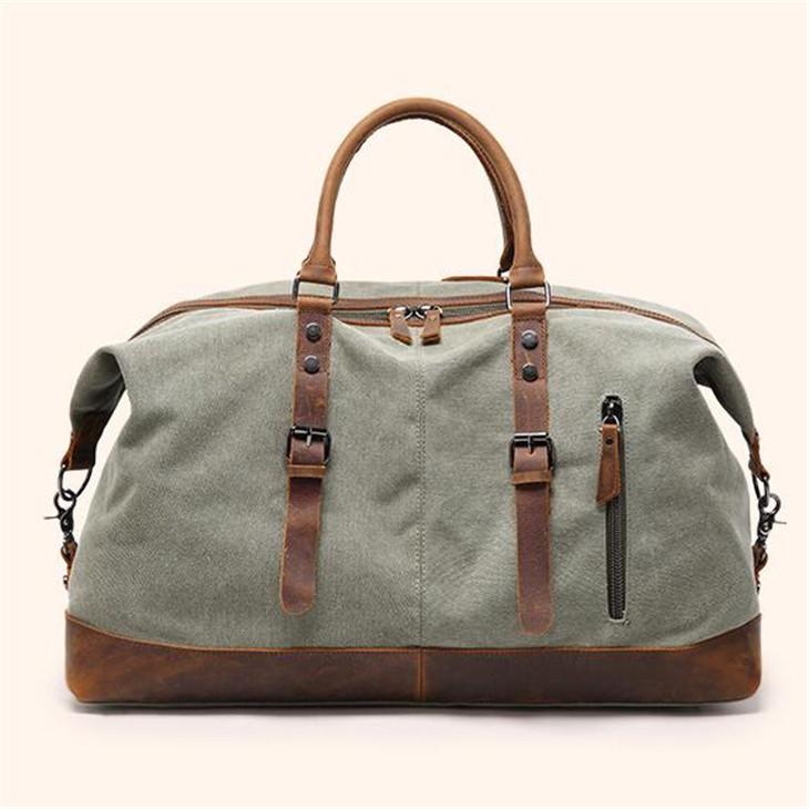 

Waterproof bag tide restoring ancient ways is of high quality canvas men wear crazy horse leather exercise outdoor travel bag leather handba
