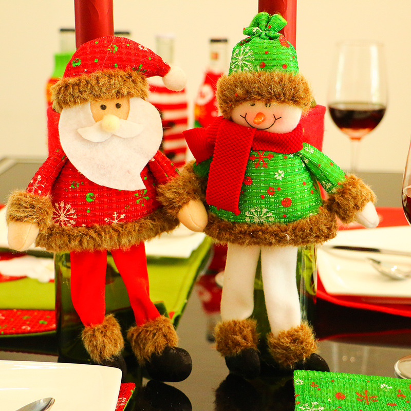 

The New Navidad Long Legs Red Bottle Sets Santa Claus/Snowman Hotel Dining Table Decorations Christmas For The Family
