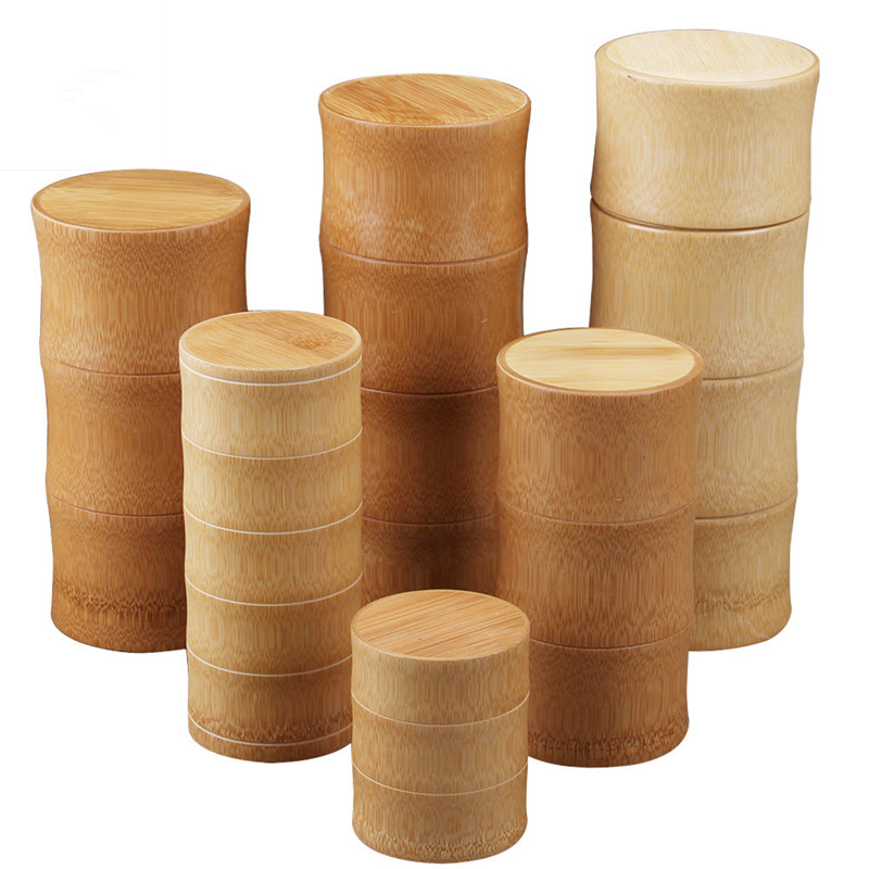 

Bamboo Storage Bottles Kitchen Container Jar Case Organizer Spice Round Caps Seal Box Canister For Bulk Products