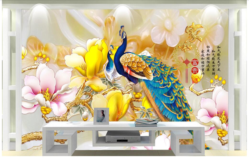 

WDBH 3d photo wallpaper custom mural Peacock magnolia flower background living room home decor 3d wall murals wallpaper for walls 3 d, Non-woven
