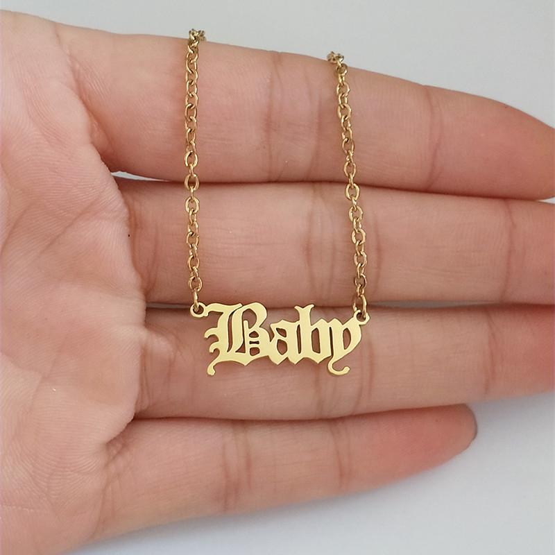 

Bulk 10pcs Angel Necklace Letter Charm Princess Choker Stainless Steel Jewelry BFF Baby Girl Statement Necklace Women Kid's Gift