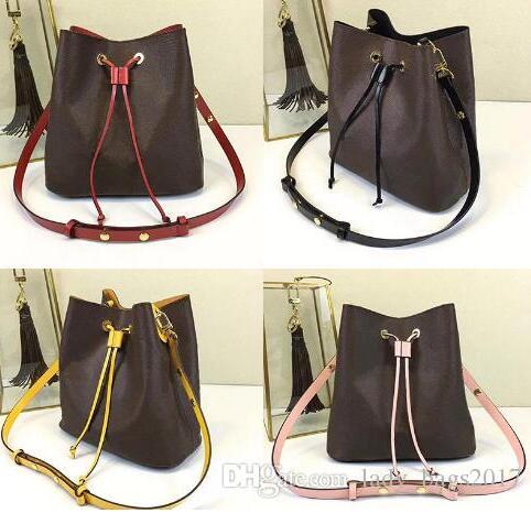 

Classic Bucket Purse Women Handbags Shoulder Tote Printing Flowers Shopping Lady Real Leather Messenger Crossbody Bag, Red