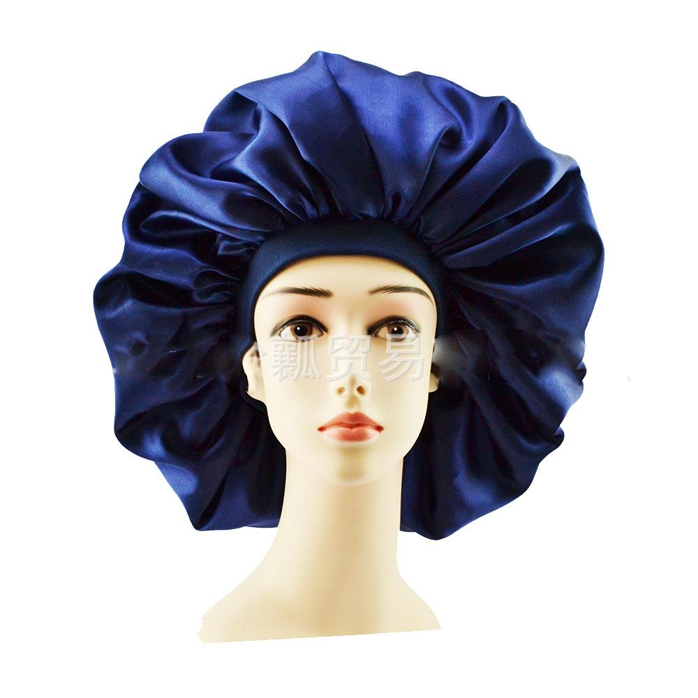 

2020 Super Giant Sleep Cap Waterproof Shower Cap Female Hair Care Large Satin Silk Bonnet Luxurious Fabric Sleep Cap, Multi-color