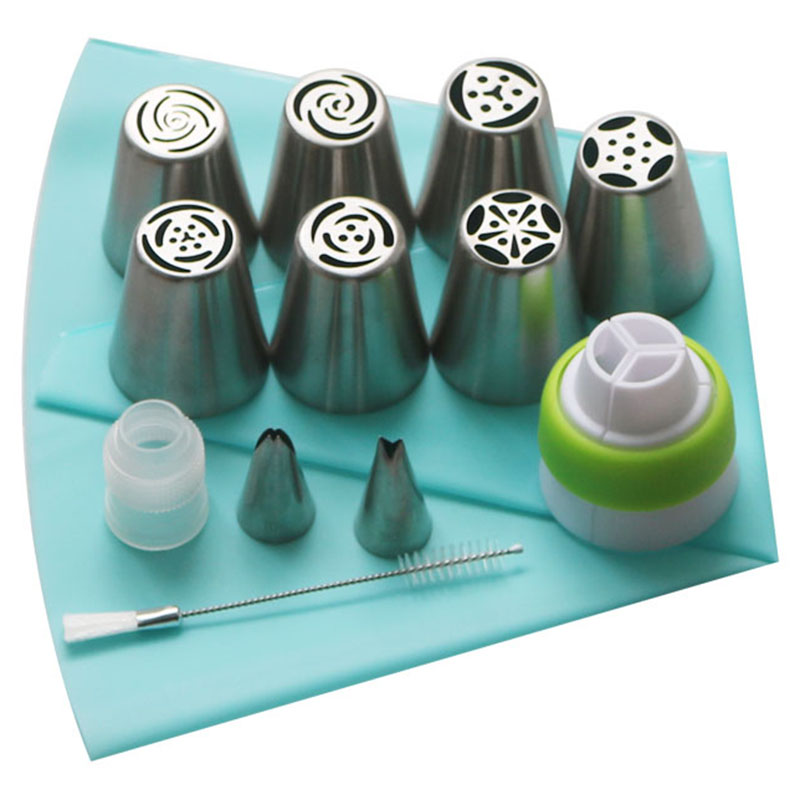

13Pcs Pastry Nozzles And Coupler Icing Piping Tips Sets Stainless Steel Rose Cream Bakeware Cupcake Cake Decorating