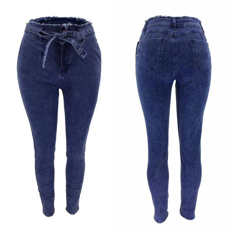 

Women Slim Jeans Fashional Tassel Sashes High Waist Pant Ladies Long Denim Pants Casual Fit Female Trousers Free Shipping, Y-k005 gray