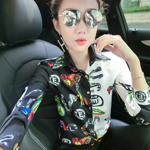 

Latest Runway Printed Elegant Shirts Women Fashion Long Sleeve Lapel Neck Casual Ladies Button Blouse Plus Size Office Designer Shirt Tops, Customize