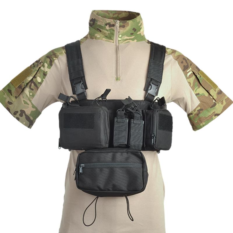 

Tactical Hunting Mini Chest Rig H-harness Vest Army Magazine Down Hanger Sub Abdominal Pouch Molle Men Nylon Accessories, Black