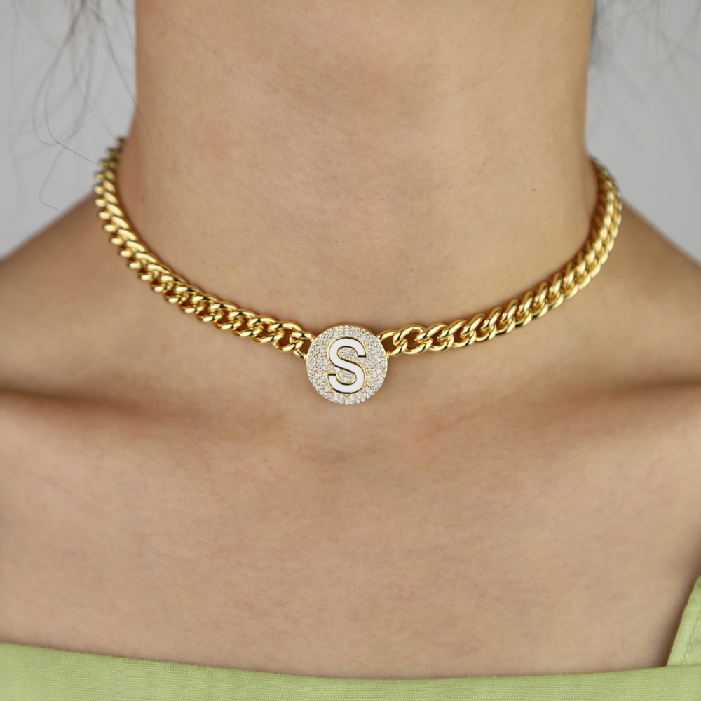 2020 Gold Filled Wide Miami Cuban Link Chain Choker Women Necklace Iced
