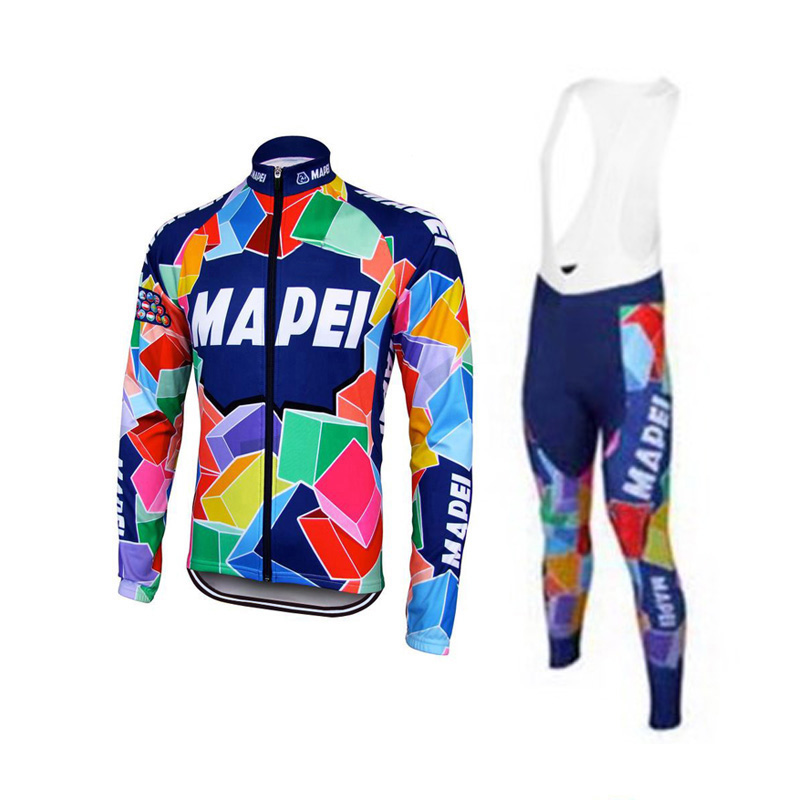 Hommes Cyclisme Jersey Ensemble Winter Fleeceno Polle à manches longues Costume de cyclisme Rétro Vêtements 3D Gel Pad Vêtements Broetan