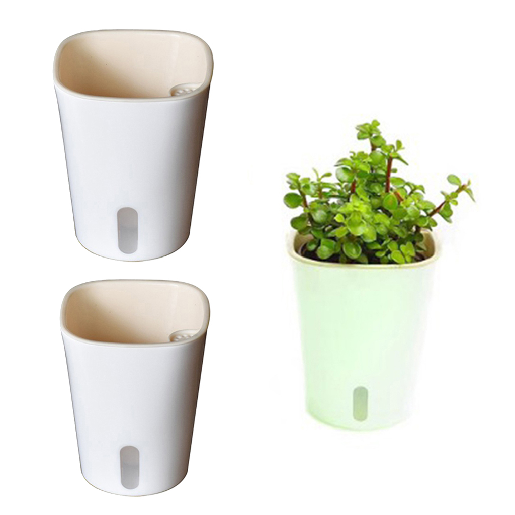 

2x self watering planter pots automatic irrigation system flowers pots for herbs