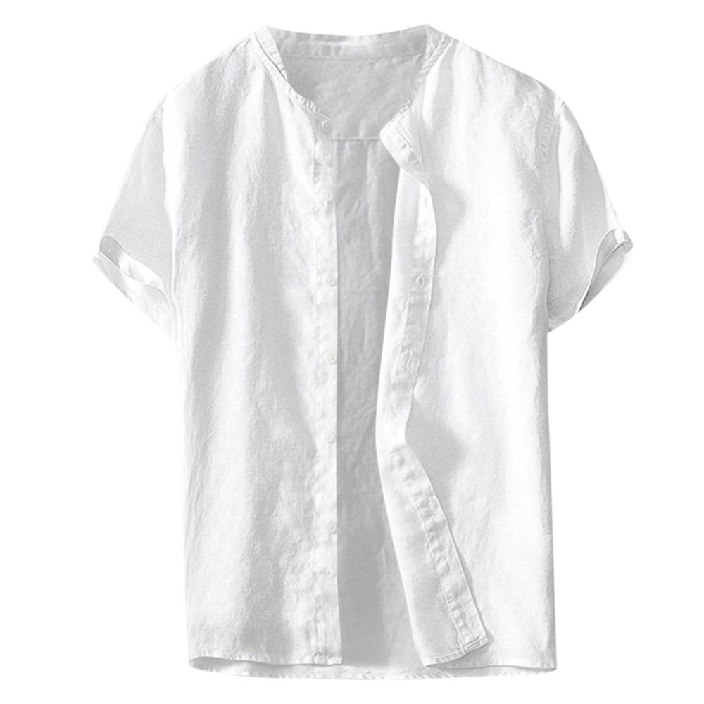 

2019 Fashion Summer Men's Cool Thin Breathable Solid Color Button Cotton Shirt Short Sleeve High Quanlity Camicia da uomo caldo, Blue