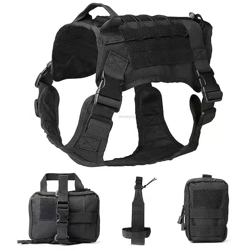 

Tactical Hunting Dog Harness Molle Army Service Dog Clothes Training Vest with Handle, Tan