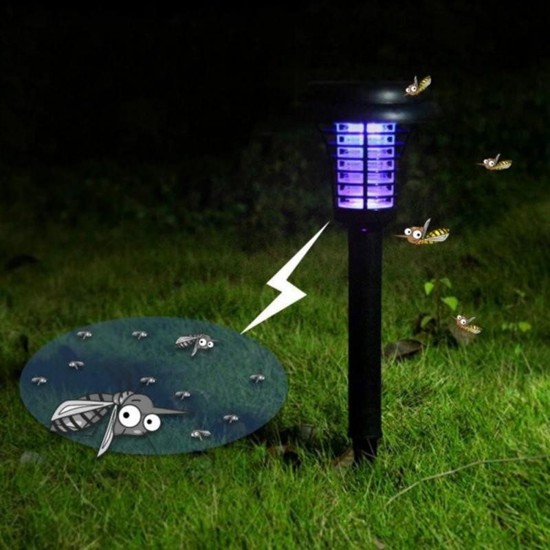 

Solar Powered LED Outdoor Yard Garden Lawn Light Waterproof Anti Mosquito Insect Pest Bug Zapper Killer Trapping LED Lamp