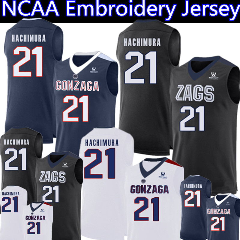 

21 Rui Hachimura Jersey NCAA Gonzaga Bulldogs College Basketball Jerseys navy blue black white Embroidery, Ncaa {douniuquan}