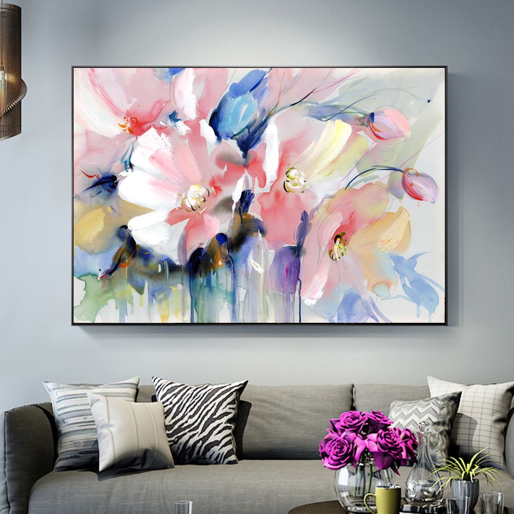 

Abstract Watercolor Flower Oil Painting Print On Canvas Modern Wall Art Flower Picture For Living Room Wall Poster Cuadros Decor