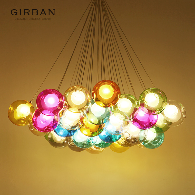 

Nordic Creative Lamps Modern Chandelier Minimalist Stained Glass Ball Pendant Lamp Lighting Fixture Personality Cafe Bar Home Hanging Light