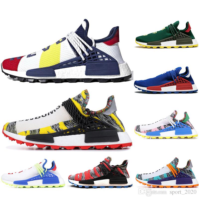 

free socks 2021 Human Race BBC Designer Shoes Pharrell Williams SOLAR PACK blue nerd Afro Breathable mens womens Golf running shoe 36-45