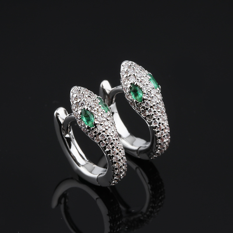 

Fashion Simple Snake Earrings Gold Color Zircon earrings for women girl Small for Punk Summer style ZK40