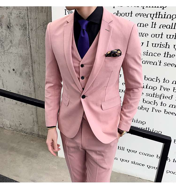 Compra Rosa Palo Para Hombre Otoño Anfitrión Para Hombre De La Boda Vestido  De Traje Ropa Conjunto Novio Versión Coreana De Slim Fit Barato | Entrega  Rápida Y Calidad | Es.Dhgate