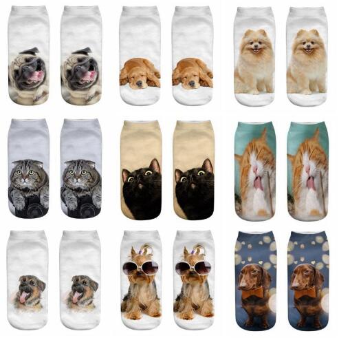 Bulldog Dog Heart Paws Pattern Men-Women Adult Ankle Socks Crazy Novelty Socks