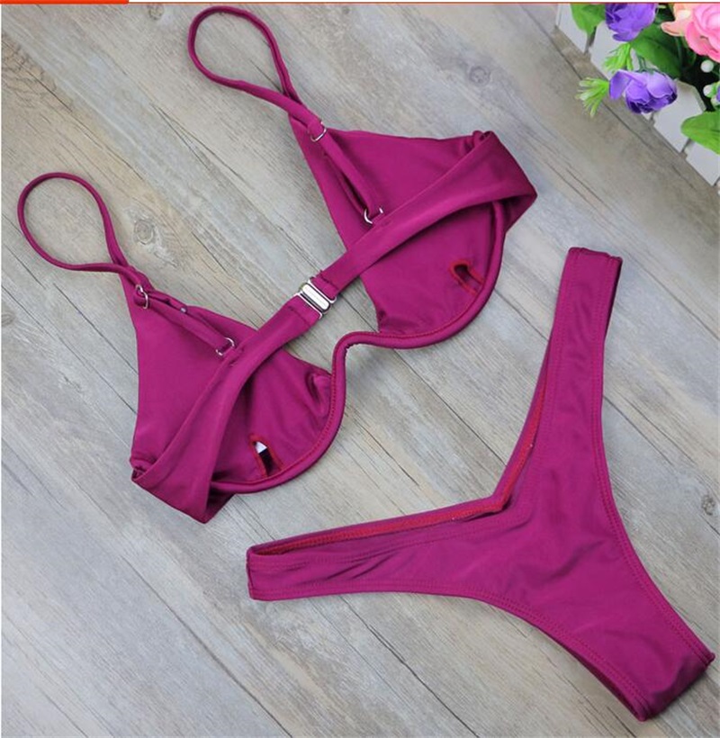 

5color high cut thong bathing suit high waist swimsuit Solid swimwear women Brazilian Biquini swim beach micro bikini set