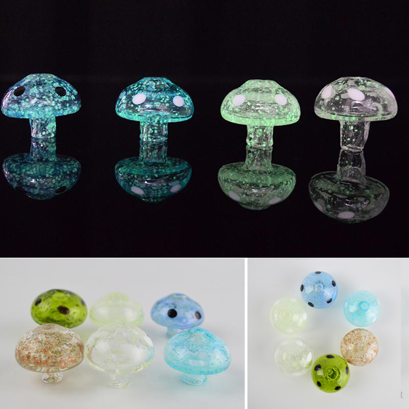 

Glass Carb Cap Luminous Caps Glow in the Dark Carbs Cap Mushroom Shape Colorful Cap OD 31mm for Banger Bong Oil Dab Rigs Smoking Accessories