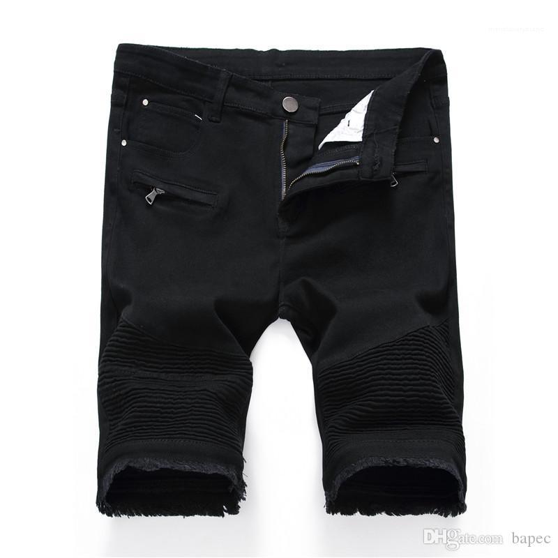 

Straight Knee Length Designer Regular Mens Shorts Stretch Holes Mens Jean Shorts Summer