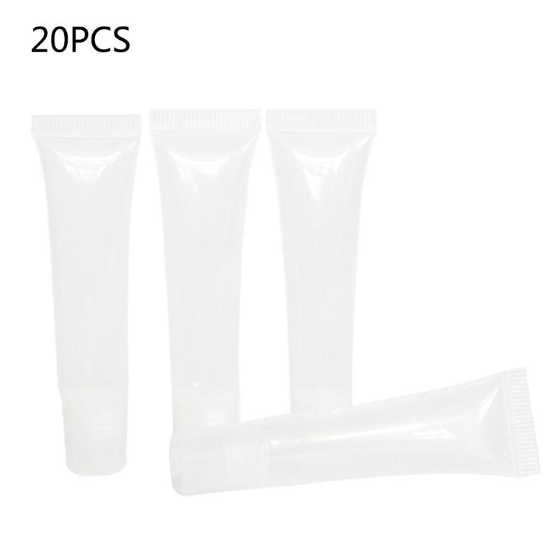 

20pcs Empty Clear Cosmetic Lipstick Containers Refillable Tubes For DIY Lip Gloss Oblique Mouth Hose Squeeze Bottle 8ML
