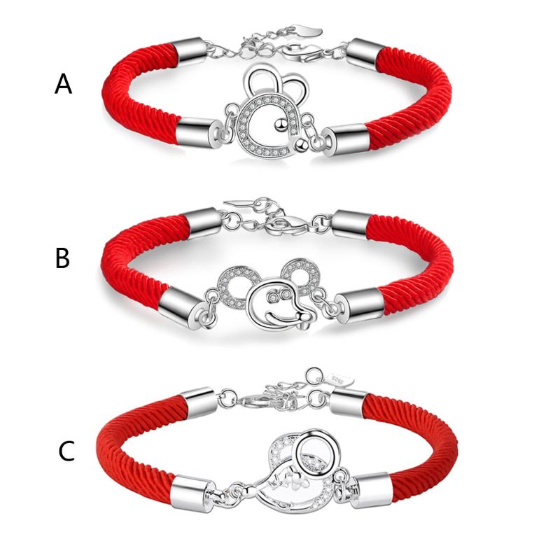 

2020 New Year Mascot Mouse Charm Kabbalah Cotton Red string - Unisex Bracelet Lucky Jewelry Simple and elegant