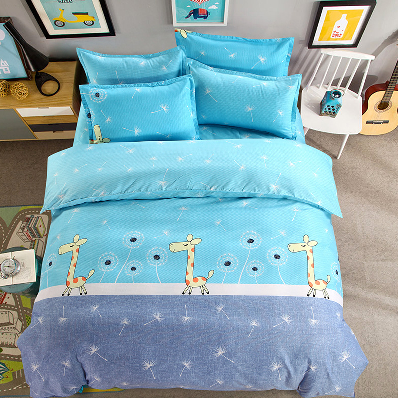 

2019 new style Polyester, 4-piece thick quilt cover 200X230 + sheets 230X230 + pillowcase 75X50X2, Color as shown