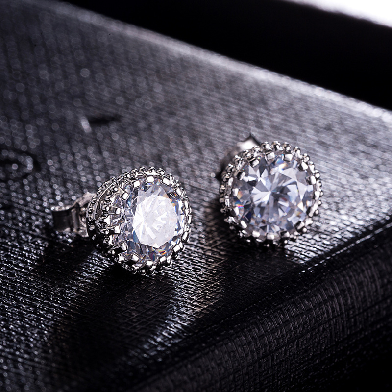

New Arrival Best Friends 18K White Gold Plated Earings Stud Big Diamond Earrings for Women White Zircon Earrings