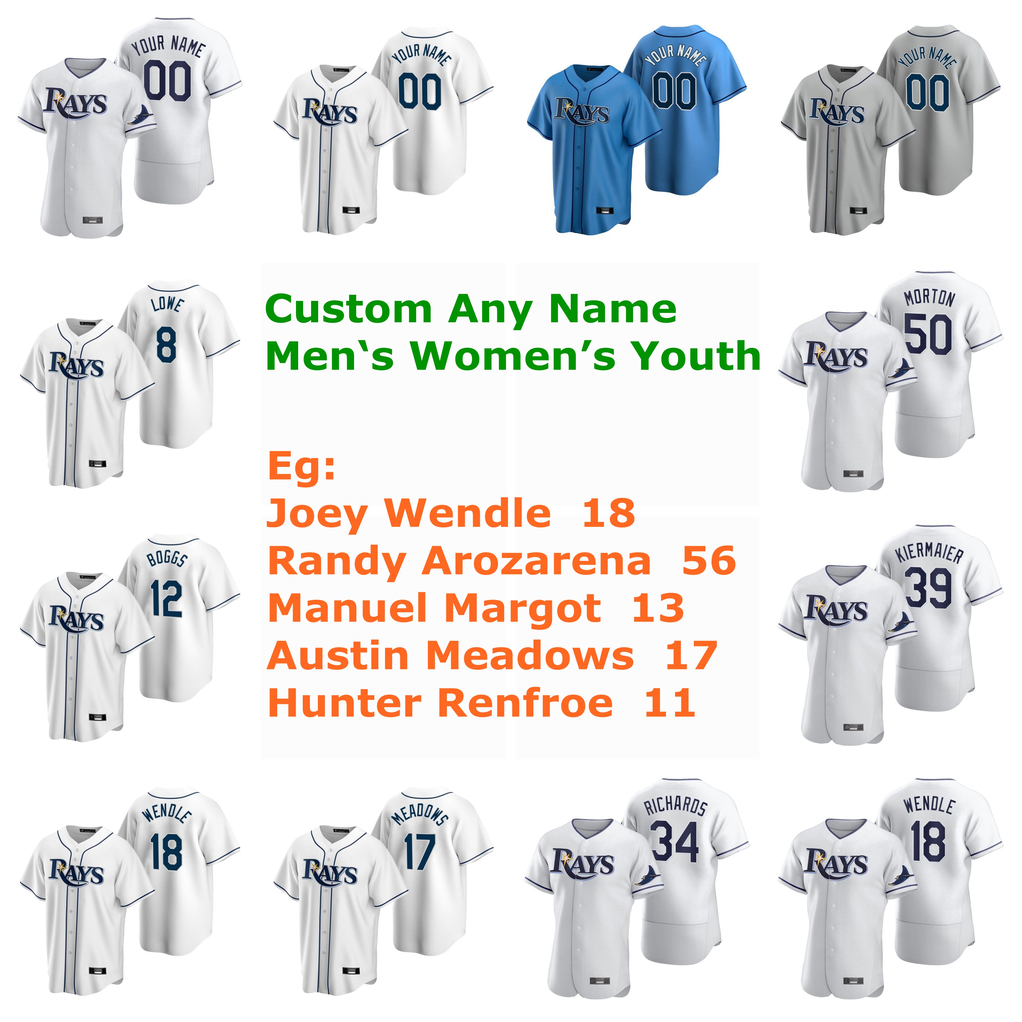 

Joey Wendle Jersey Randy Arozarena Manuel Margot Austin Meadows Hunter Renfroe Yoshitomo Tsutsugo Baseball Jerseys Custom Stitched, Blue;black