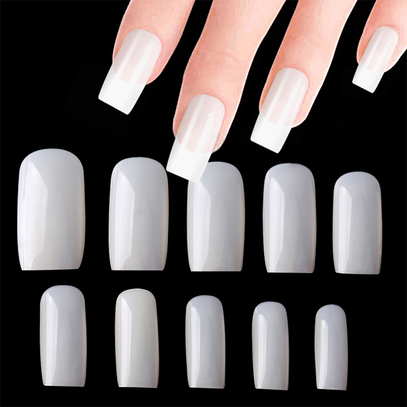 

100pcs Full Cover Nail Art Tips Square Head Nail Design Natural/Clear Artificial Fake False Nails Art Decorations