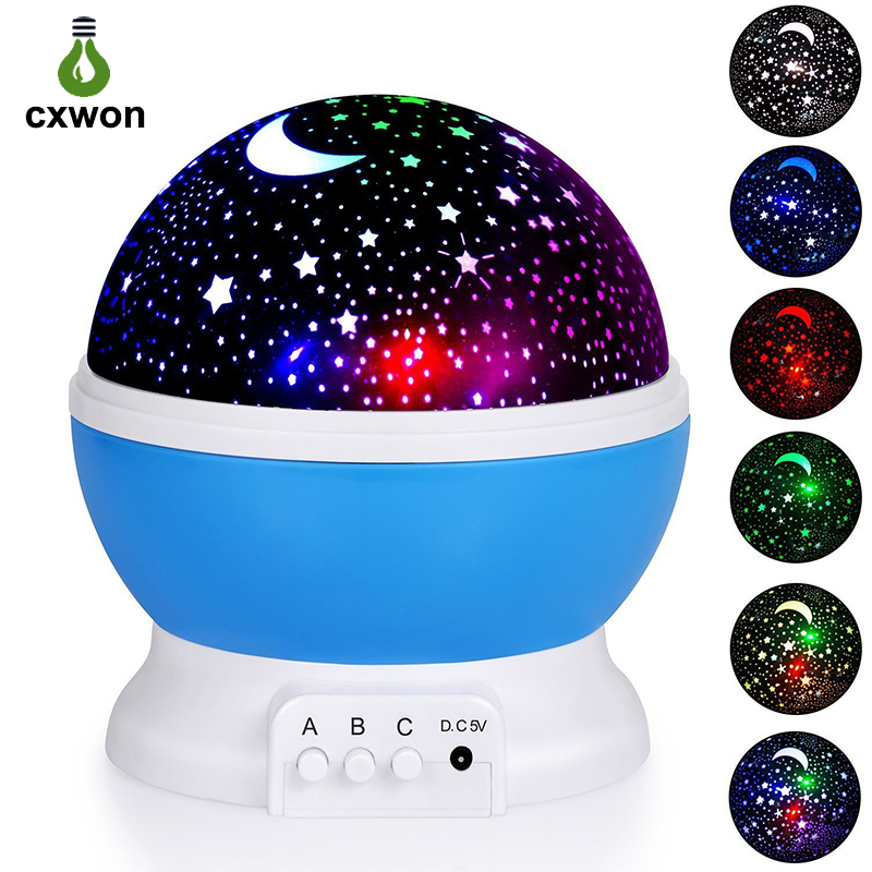 

Newest Rotation Night Light Starry Star Moon Sky Romantic Night Projector Night Light for wedding party christmas