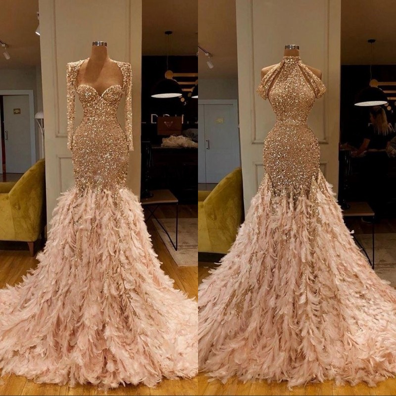 feather mermaid dress