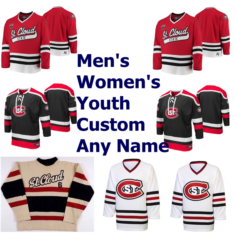 

St. Cloud State Huskies College Hockey Jerseys Women's Sam Hentges Jersey Brodzinski Jacob Benson Nolan Walker Jake Wahlin Custom Stitched, Womens black