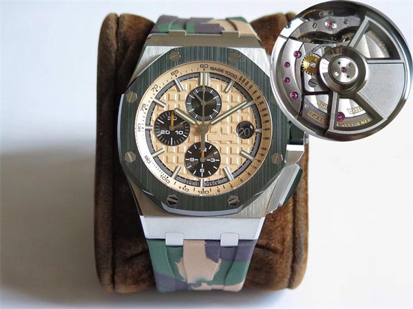 

JF Top 26400 26401 Chronograph Combat Mens Watch Swiss 3126 Automatic 28800vph Ceramic Bezel Green Camouflage Rubber Strap Sapphire Crystal