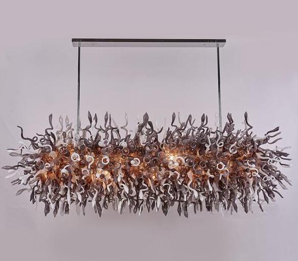 

Custom Made Pretty Murano Glass Art Pendant Light Hotel Office LED Hand Blown Glass Chandelier Lighting Fixtures Grey and White Color