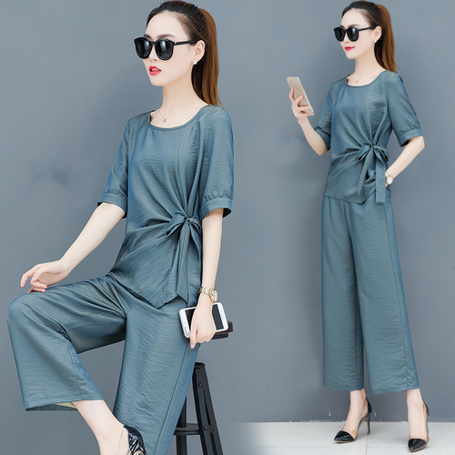 

Office Lady Plus Size Two Piece Sets Women Clothes 2020 Women's Summer Suit Ensemble Femme Deux Pieces Top&pants Set, Brown