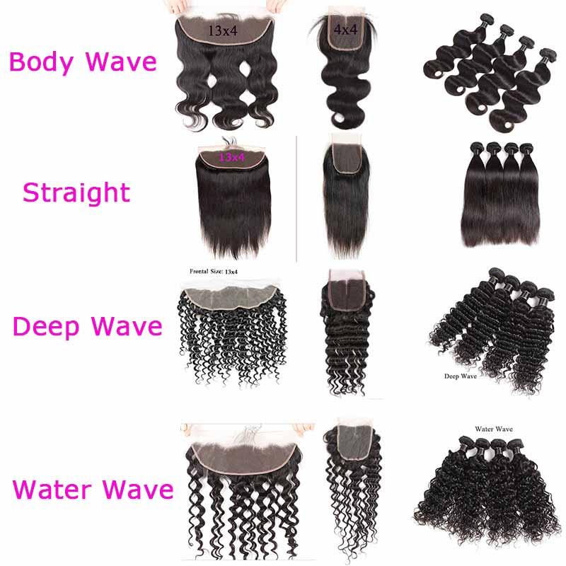 

Brazilian Hair Bundles With Frontal Closure Straight Body Wave Brazilian Remy Deep Water Loose Wave Human Hair Weaves With 4x4 Lace Closure