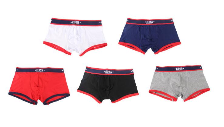 

Men boxer briefs New 2019 spring BS 85 58 cotton four-corner underwear men's foreign trade explosions breathable solid color wais 3piece/lot, Red