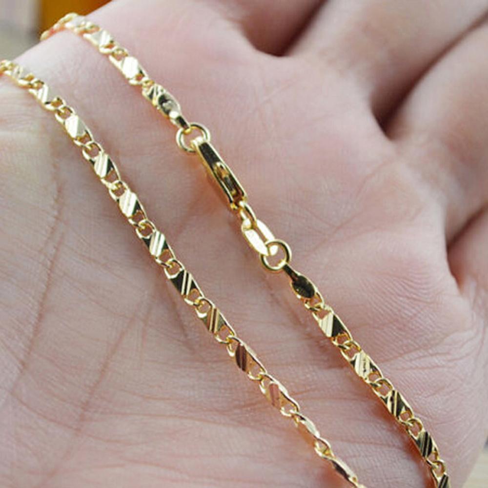 

High Quality Wholesale Fashion Men Women 16-30 Inches Chain Necklace 18K Yellow Gold Filled Jewelry for Men Women Epacket