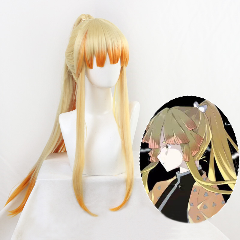 

Demon Slayer Kimetsu no Yaiba Agatsuma Zenitsu Female Wigs Cosplay Wigs Golden Hair